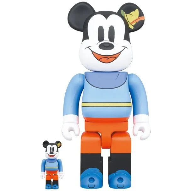 400% & 100% Bearbrick set featuring Mickey Mouse in medieval attire from "Brave Little Tailor".