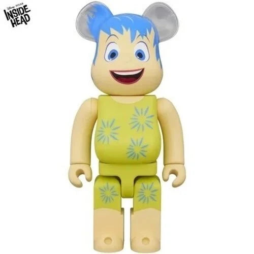 400% Bearbrick Joy from Inside Out with blue hair and yellow outfit.