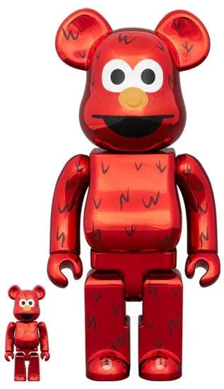 400% and 100% Bearbrick Set Elmo Chrome Edition by Medicom Toy.