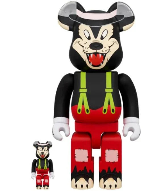 400% & 100% Bearbrick Set - The Big Bad Wolf (Disney) collectible figures by Medicom Toy.