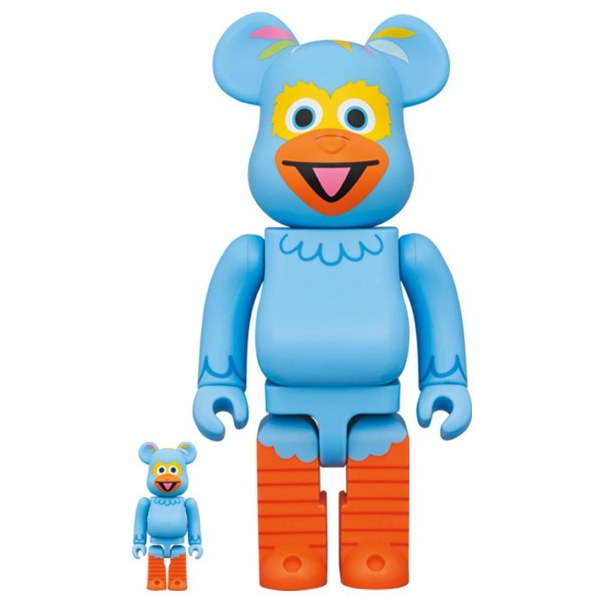 400% Bearbrick Set featuring Pino from Sesame Street by Medicom Toy, with blue fur design in two figure sizes.