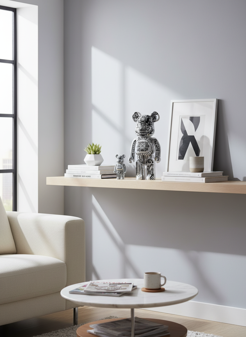 400% & 100% Bearbrick set - H.R. Giger (White Chrome)-Medicom Toy-Bearbrick