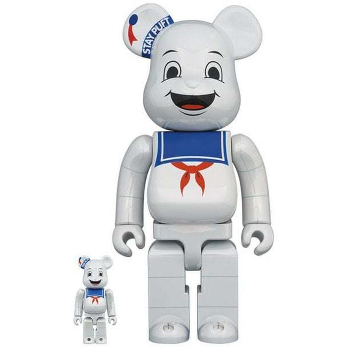 400% & 100% Bearbrick sæt - Stay Puft Marshmallow Man (White Chrome)