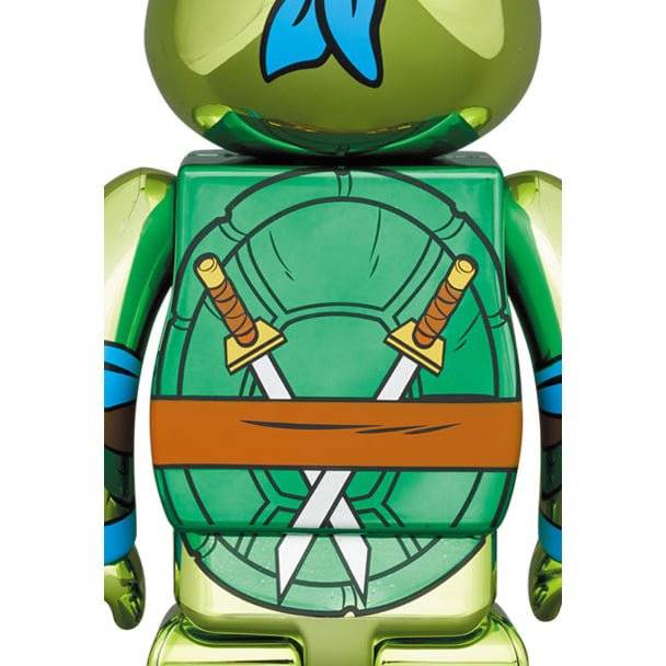 400% & 100% Bearbrick Sæt - Leonardo Chrome (Teenage Mutant Ninja Turt