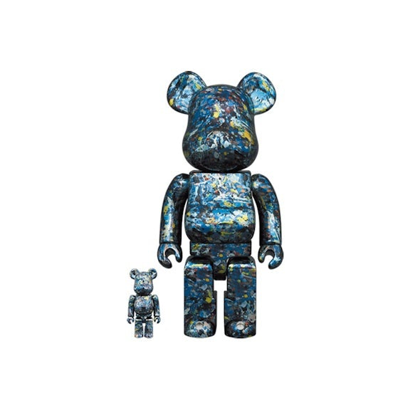 400 % & 100 % Bearbrick-set – Jackson Pollock Studio (Chrome-version)