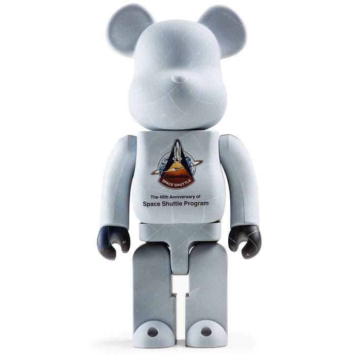 1000% Bearbrick Space Shuttle Program commemorative figurine with NASA anniversary logo.
