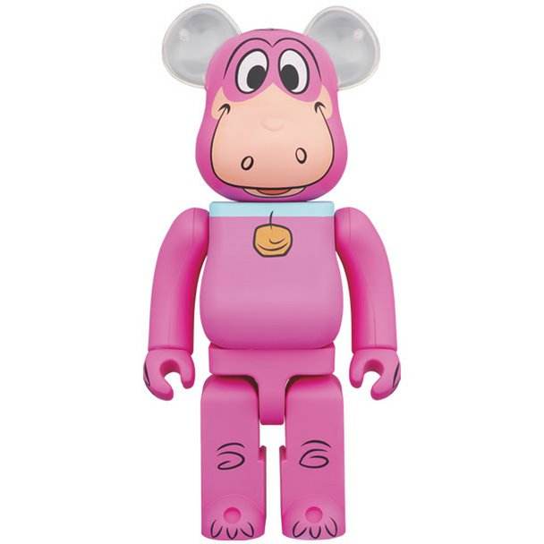1000% Bearbrick Dino The Flintstones pink dinosaur figure.