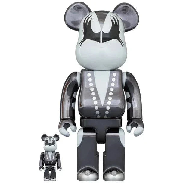 400% & 100% Bearbrick KISS Demon Chrome Edition figurines by Medicom Toys.