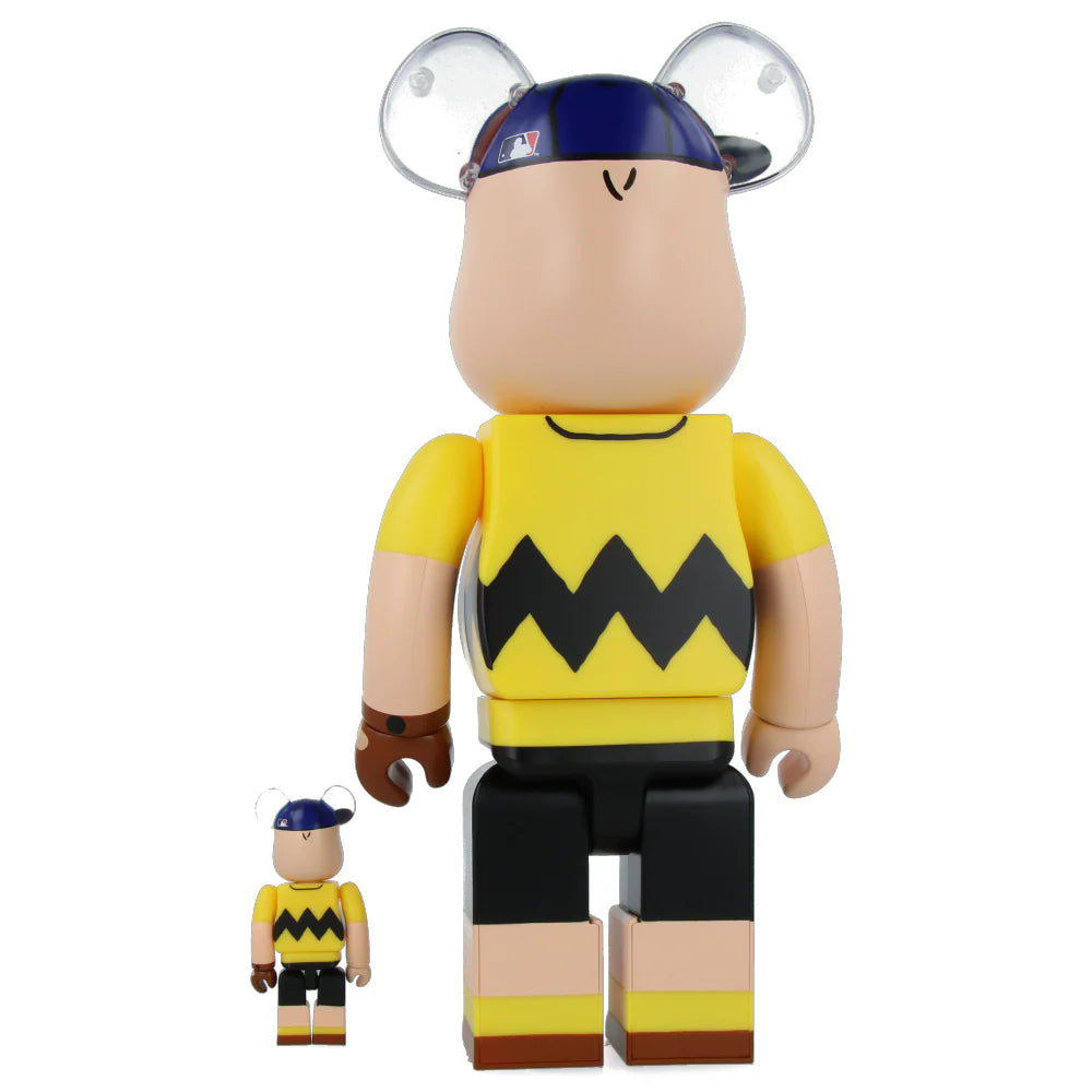 400% & 100% Bearbrick-set - MLB x Peanuts - Charlie Brown (New York Mets)