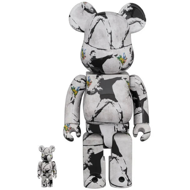400% & 100% Bearbrick Sæt - Flower Bomber (Banksy)