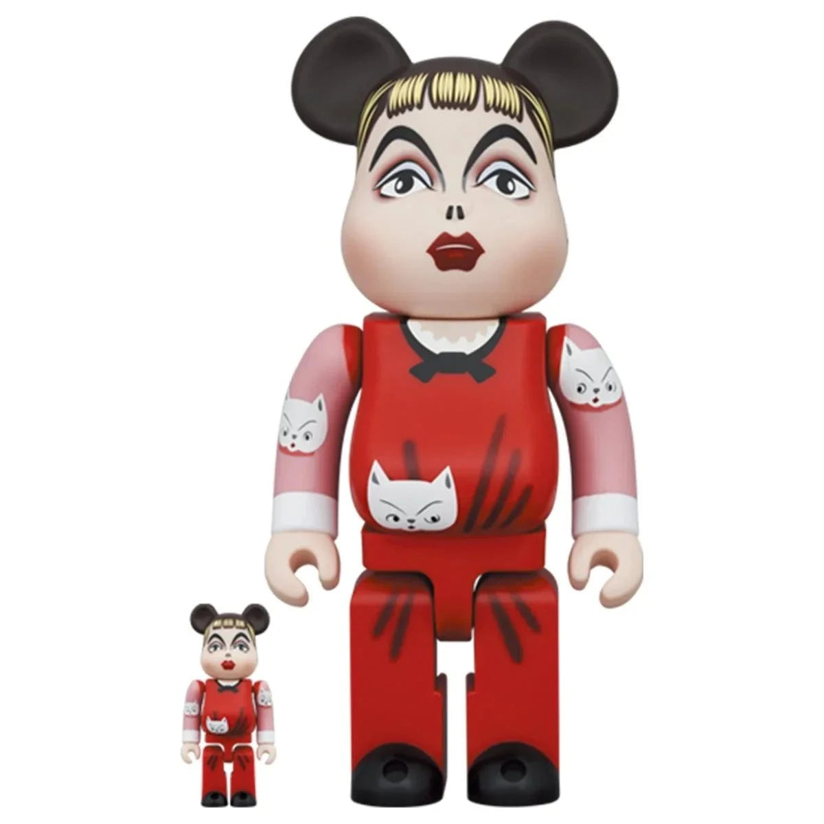 400% & 100% Bearbrick Set - NEKO ga Suki by Kuniyoshi Kaneko, limited edition design featuring cat-themed art.