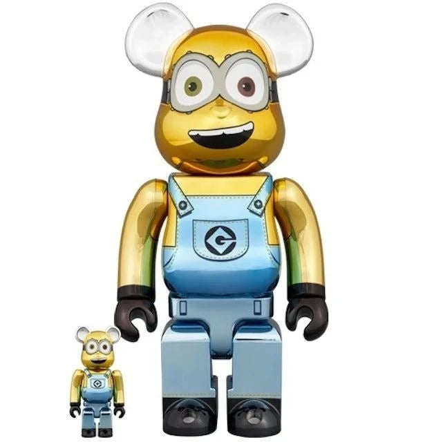 Minion Bob Chrome Bearbrick Set 400% + 100% Collectible Toy