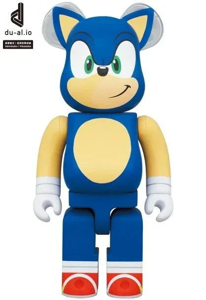 400% Bearbrick Sonic the Hedgehog figurine from Medicom Toy, featuring iconic blue design and red shoes.