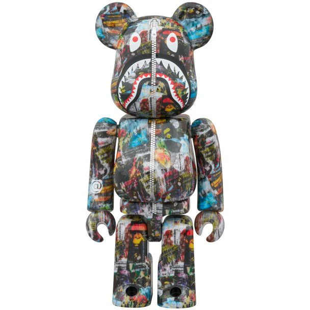 400% & 100% Bearbrick 3-delars set - BAPE(R) LEGACY CAMO SHARK (Marinblå version)