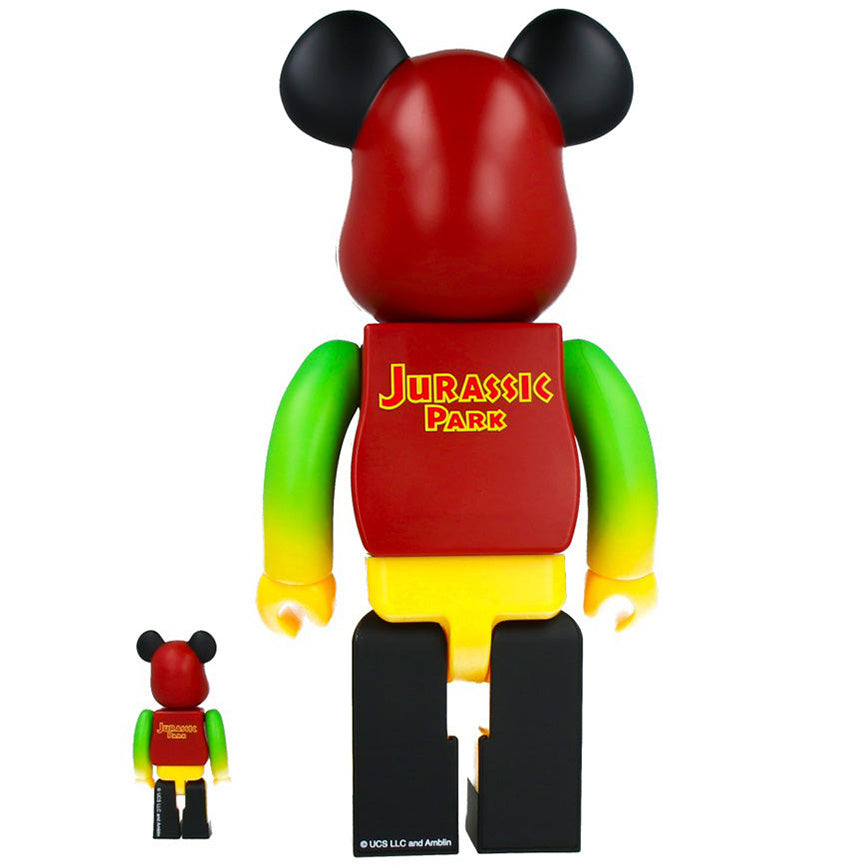 400% & 100% Bearbrick set - Jurassic Park (Grön & Gul)