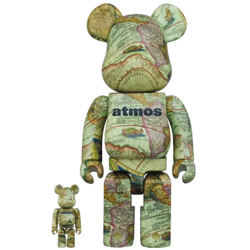 400% & 100% Bearbrick Set – Atmos - Aged Map-Medicom Toy-Bearbrick