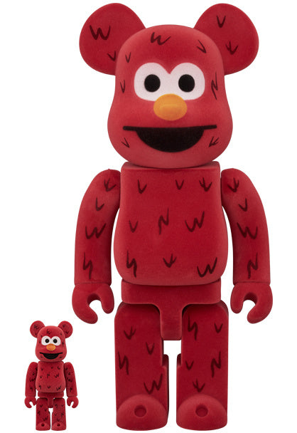 400% & 100% Bearbrick Set - Elmo (Flockad)
