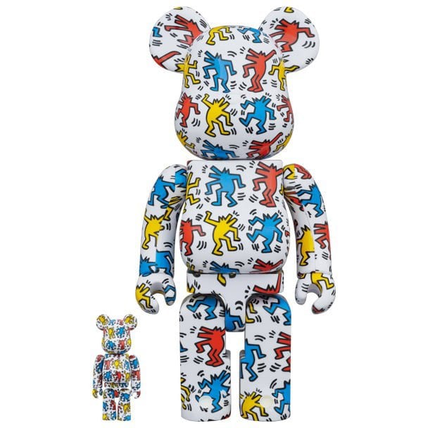 400% &amp; 100% Bearbrick Set - Keith Haring v9 (Dancing Dogs)