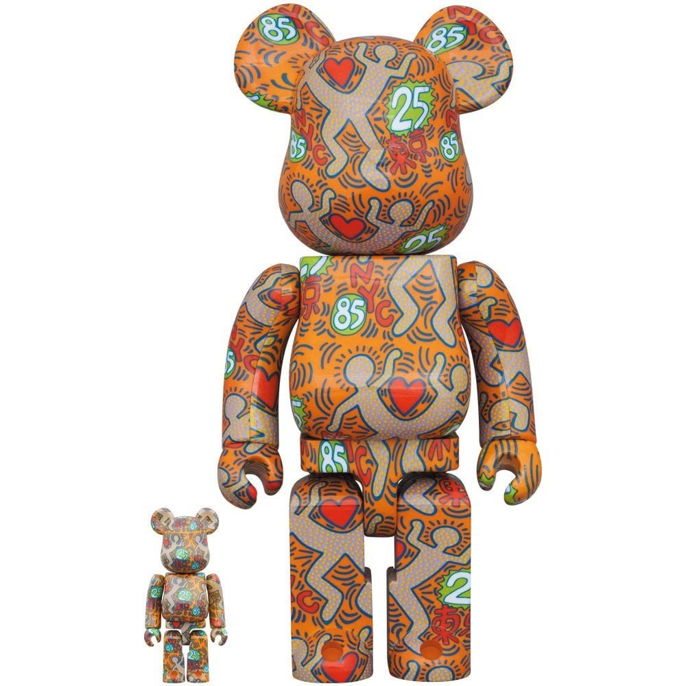 400% &amp; 100% Bearbrick Set - Keith Haring v12 (Specialutgåva BWWT 3)