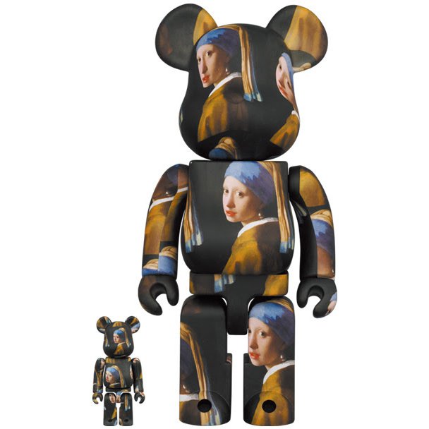 400% &amp; 100% Bearbrick set - Girl with a Pearl Earring av Johannes Vermeer