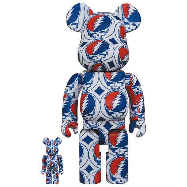 400% &amp; 100% Bearbrick Set - Grateful Dead (Steal Your Face)