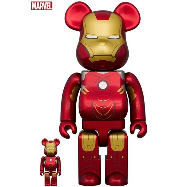 400 % &amp; 100 % Bearbrick - Iron Man - Mark IV (Infinity Saga)