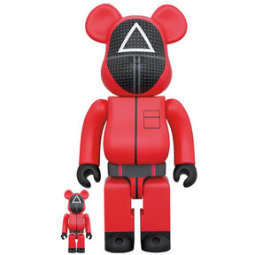 400% &amp; 100% Bearbrick Set - Squid Game (Triangel Guard) 