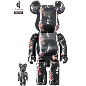 400% &amp; 100% Bearbrick Set - The Rolling Stones (Sticky Fingers - Svart) 