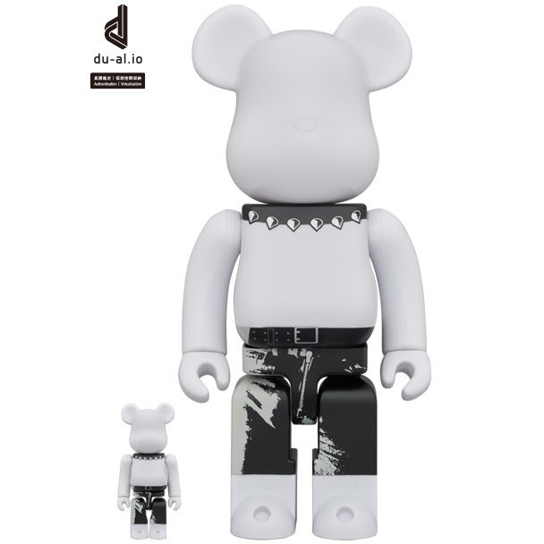 400% &amp; 100% Bearbrick Set - The Rolling Stones (Sticky Fingers - Vit)