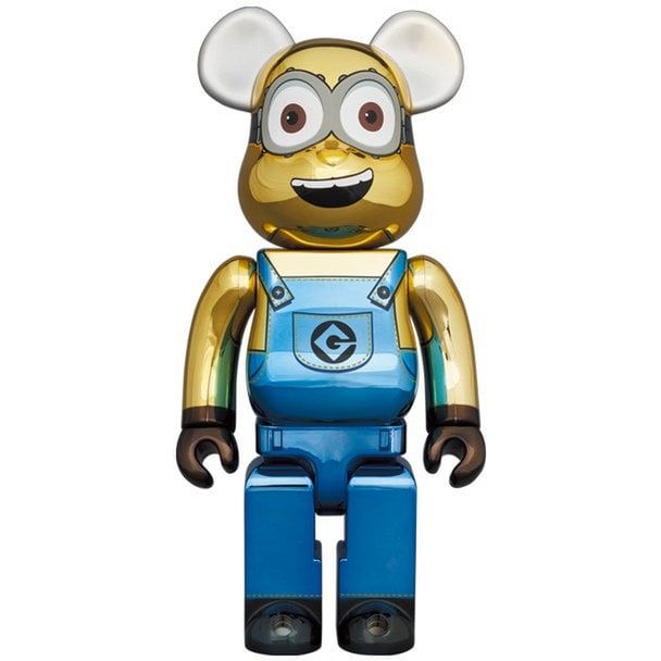 400% &amp; 100% Bearbrick Set - Minion Dave (Chrome ed.)