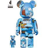 400% &amp; 100% Bearbrick set - The Astrosmurf (Smurfarna)