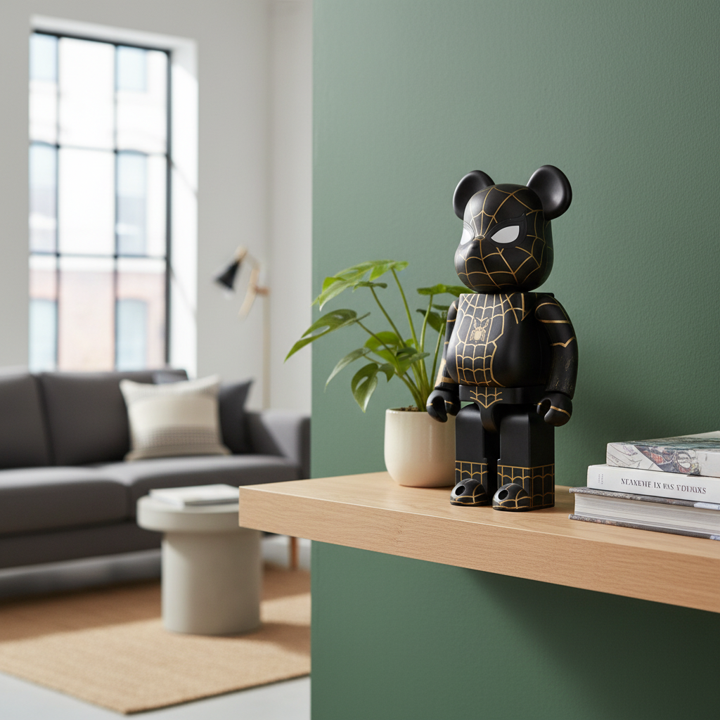 400% &amp; 100% Bearbrick - Spiderman - Ingen väg hem (Svart &amp; Guldkostym)