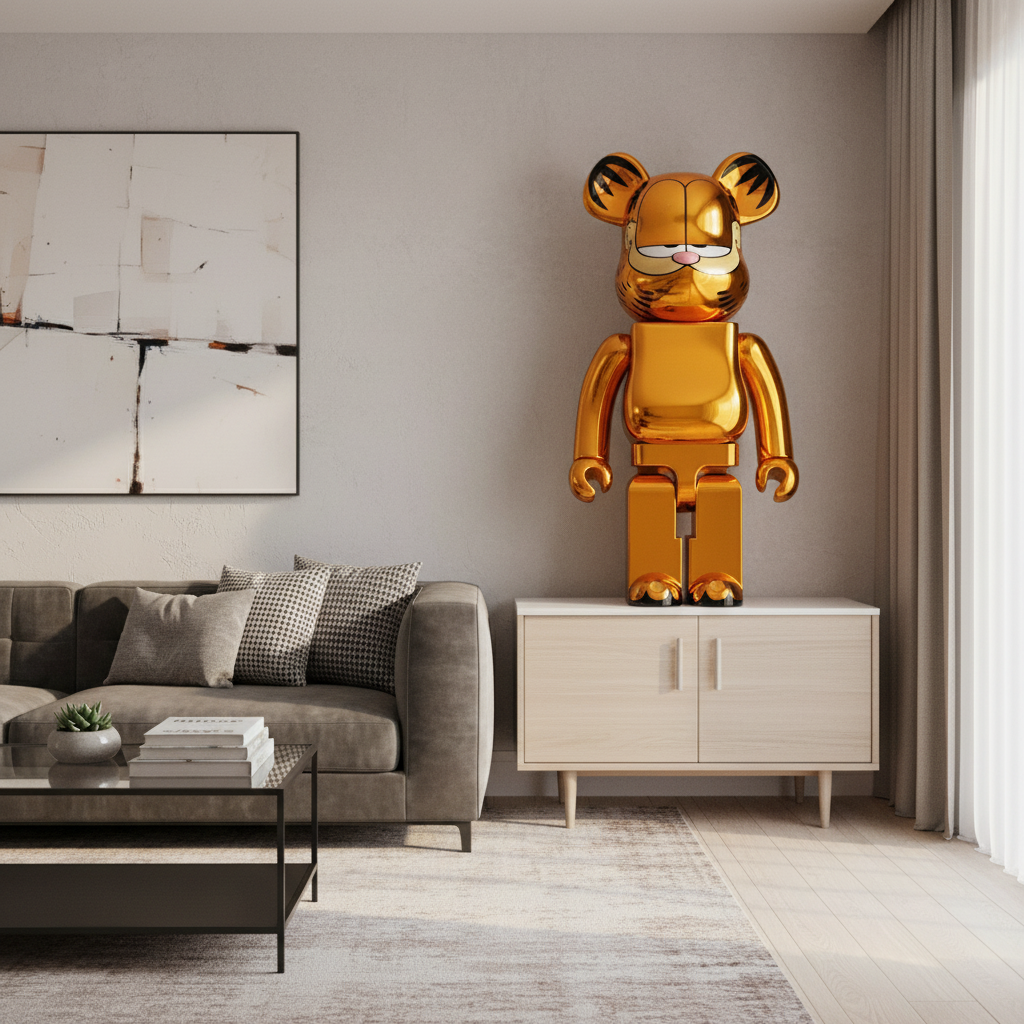 1000% Bearbrick - Garfield (Gold Chrome)-Medicom Toy-Bearbrick