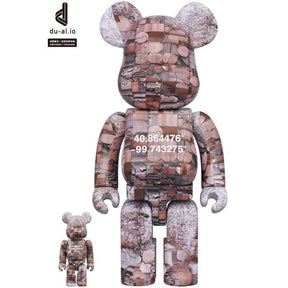 400% &amp; 100% Bearbrick Set - Nebraska Översikt (Benjamin Grant)