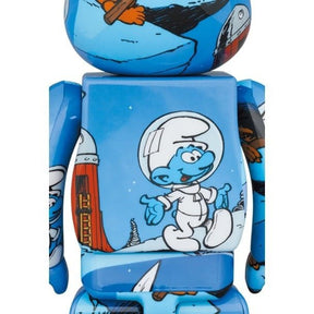 400% &amp; 100% Bearbrick set - The Astrosmurf (Smurfarna)