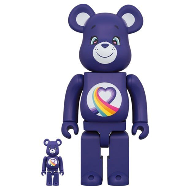 400% &amp; 100% Bearbrick Set - Rainbow Heart Bear (Care Bears)