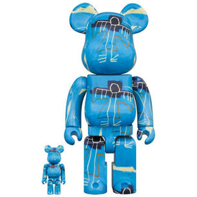 400% &amp; 100% Bearbrick Set - Jean-Michel Basquiat v9 (Blue Angel)