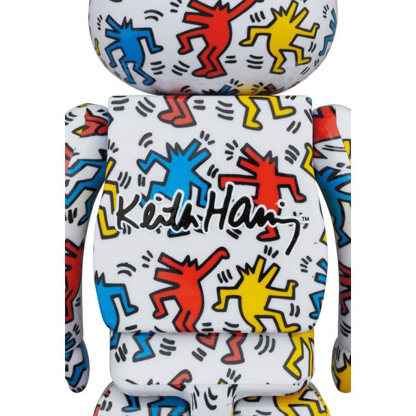 400% &amp; 100% Bearbrick Set - Keith Haring v9 (Dancing Dogs)