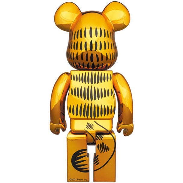 400% &amp; 100% Bearbrick Set - Garfield (Gold Chrome)