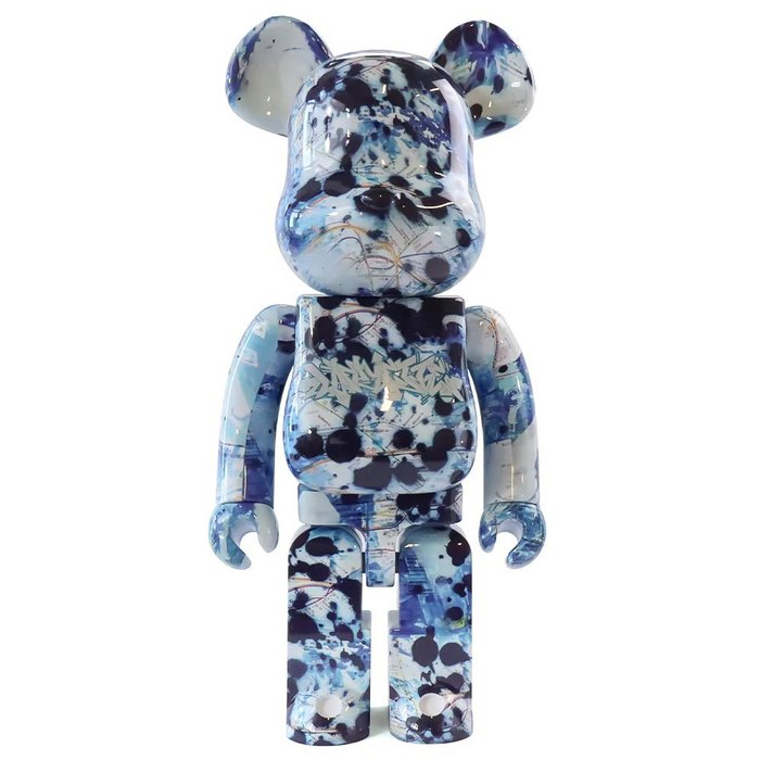 1000 % Bearbrick - Lfyt x Stash (blå &amp; vit)