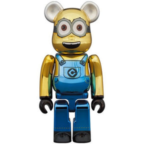 400% &amp; 100% Bearbrick Set - Minion Dave (Chrome ed.)