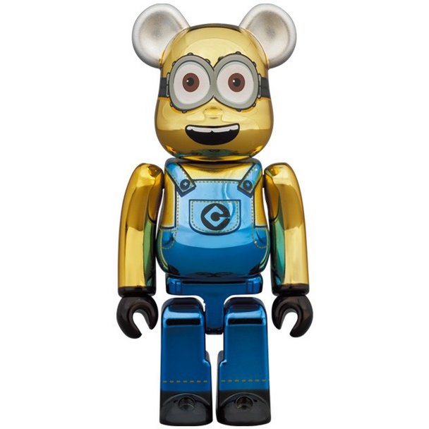 400% &amp; 100% Bearbrick Set - Minion Dave (Chrome ed.)