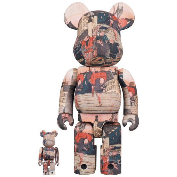 400% &amp; 100% Bearbrick Set - ''De 53 stationerna'' (Utagawa Kuniyoshi)