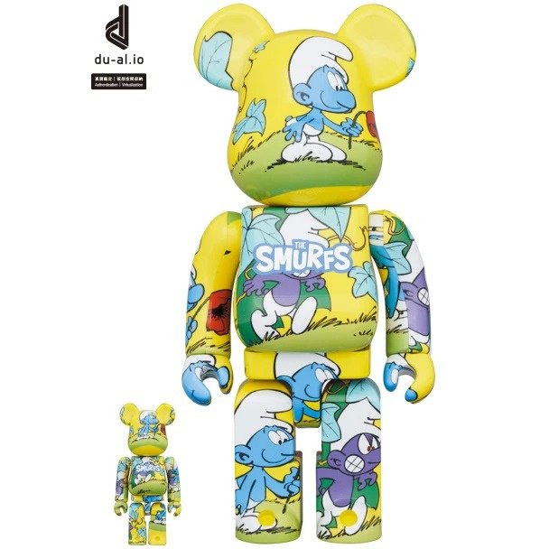 400% &amp; 100% Bearbrick Set - The Purple Smurf (The Smurfs)