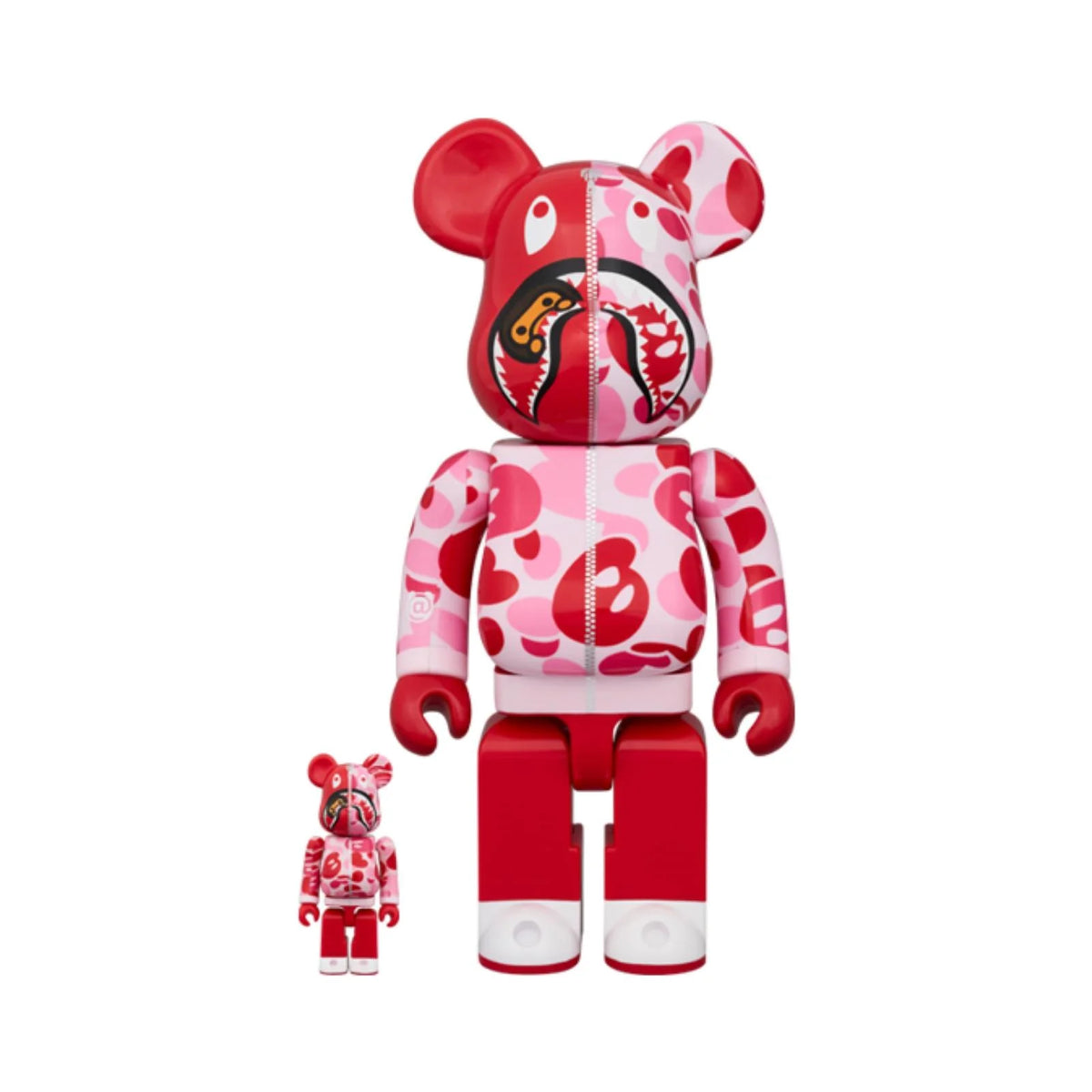 400% &amp; 100% Bearbrick set - BAPE - Baby milo Shark Camo, Rosa