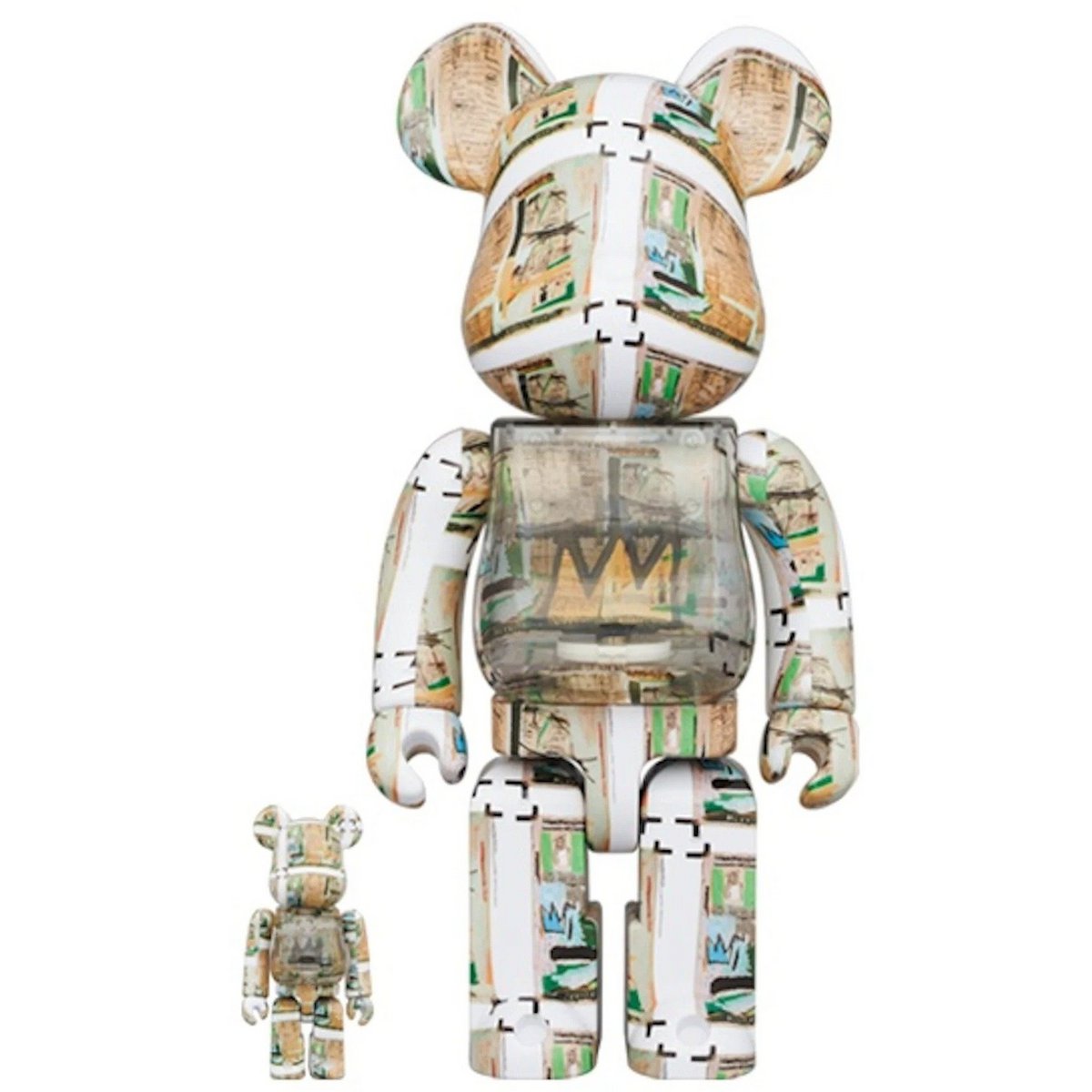 400% &amp; 100% Bearbrick Set - Jean-Michel Basquiat (King Pleasure)