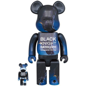 400% &amp; 100% Bearbrick Set - Black Knight Satellite