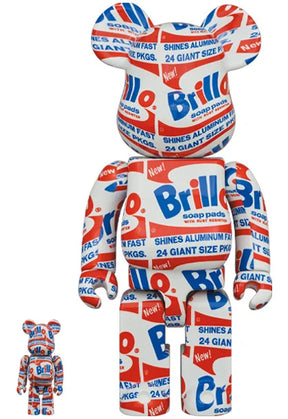 400 % &amp; 100 % Bearbrick Set - Andy Warhol (Brillo)