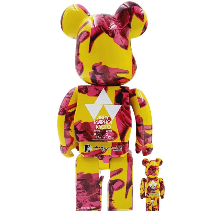 400% &amp; 100% Bearbrick Set - Andy Warhol (Cow Wallpaper)