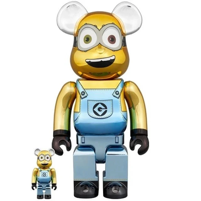 400% + 100% Bearbrick Set - Minion BOB (Chrome)